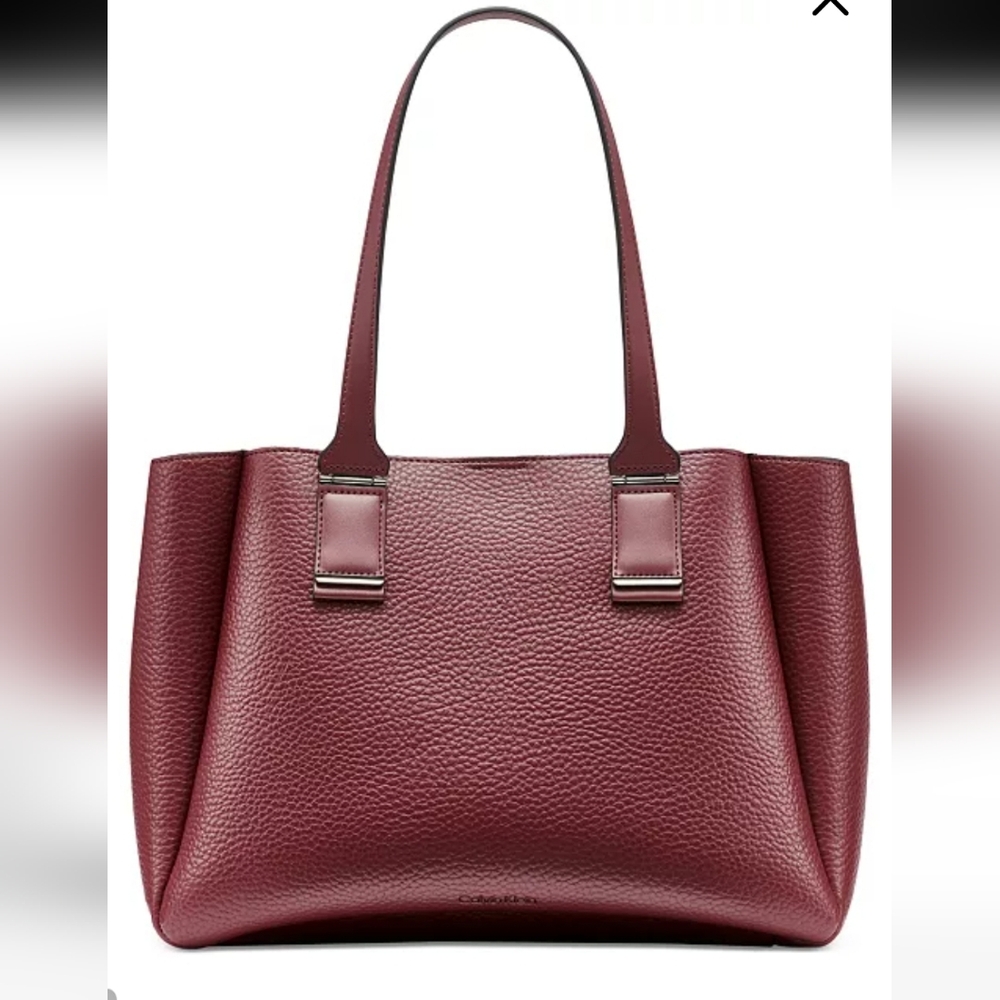 Calvin Klein Deep Red Textured Tote